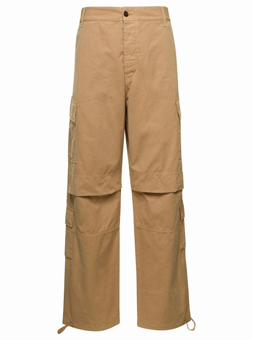 'Saint' Beige Cargo Pants With Pockets In Cotton