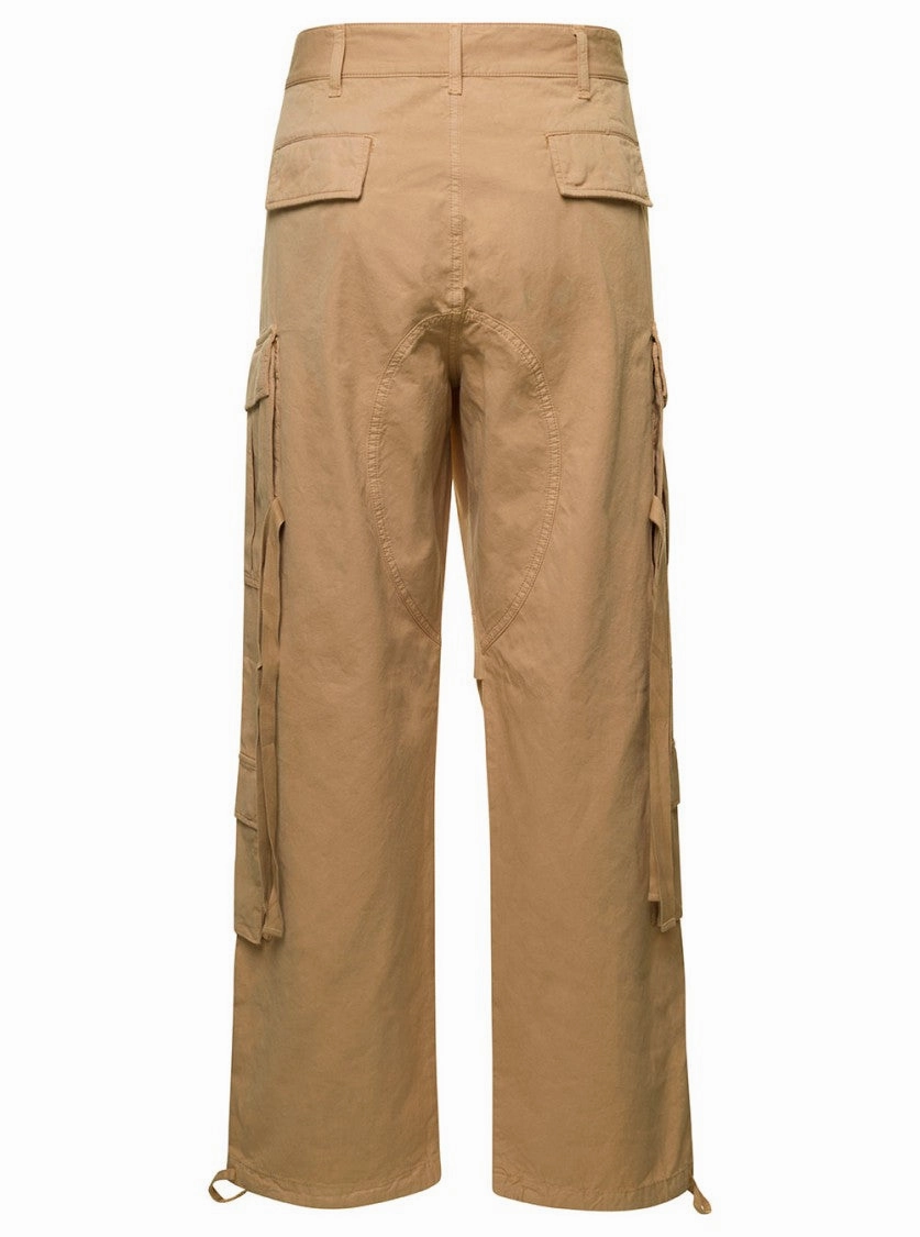 'Saint' Beige Cargo Pants With Pockets In Cotton