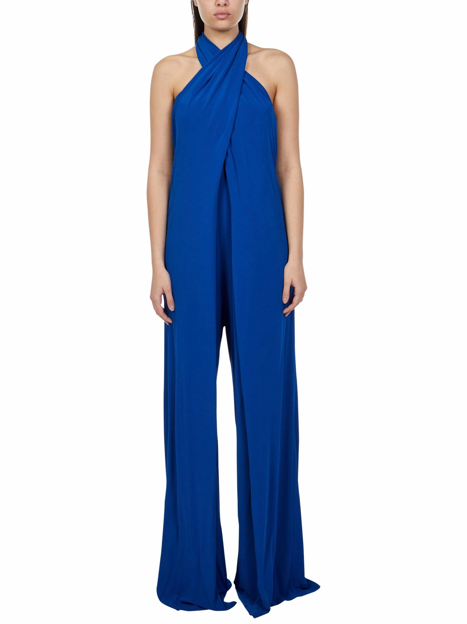 Alberta Ferretti Halterneck Open Back Wide Leg Jumpsuit