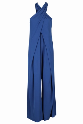 Alberta Ferretti Halterneck Open Back Wide Leg Jumpsuit