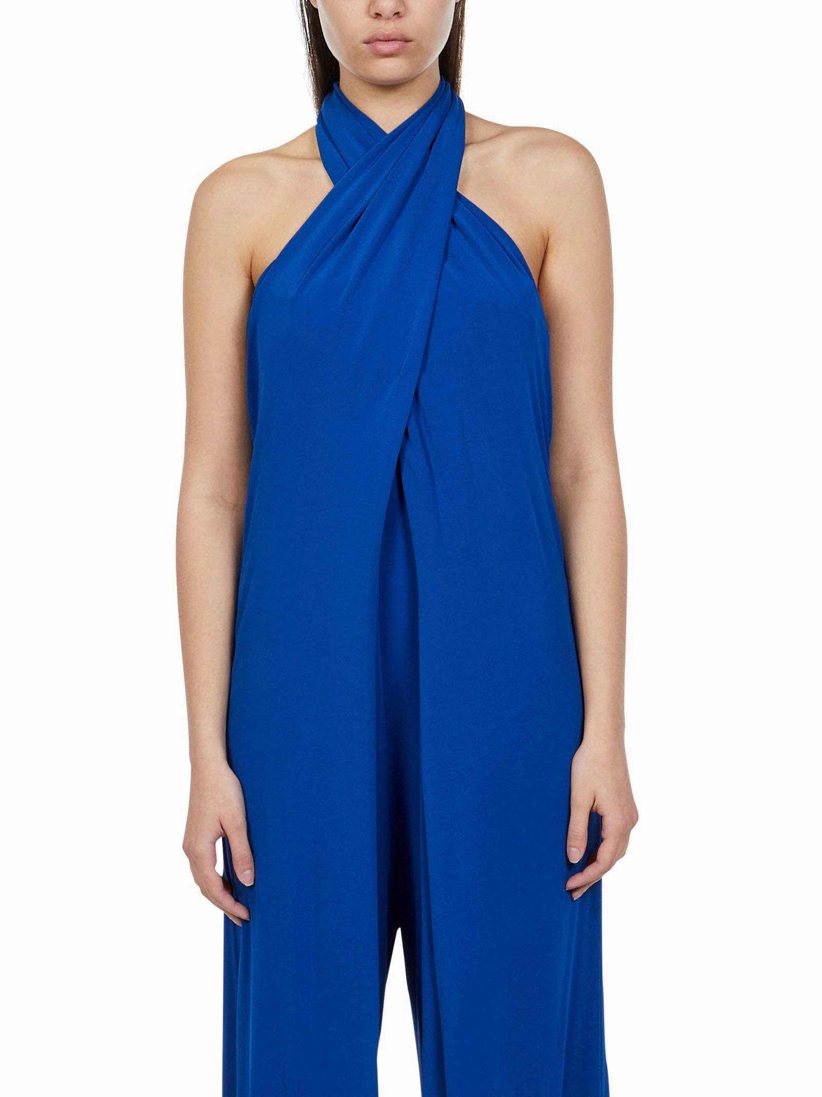 Alberta Ferretti Halterneck Open Back Wide Leg Jumpsuit