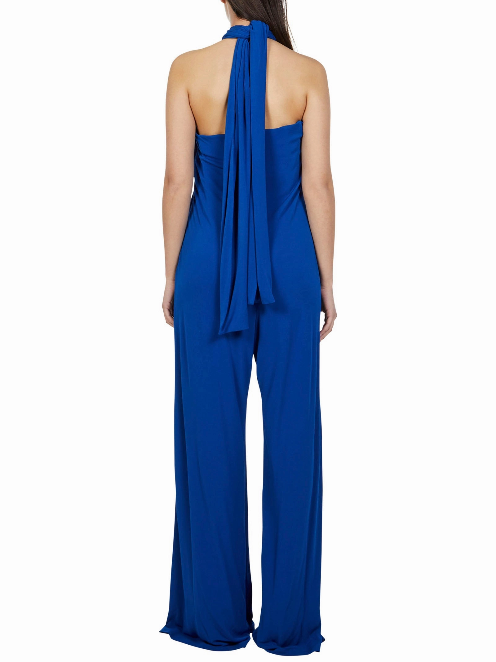 Alberta Ferretti Halterneck Open Back Wide Leg Jumpsuit