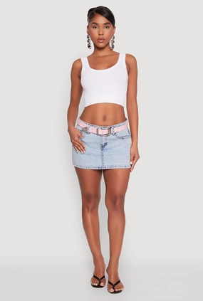Almost Famous Belted Micro Mini Denim Skirt