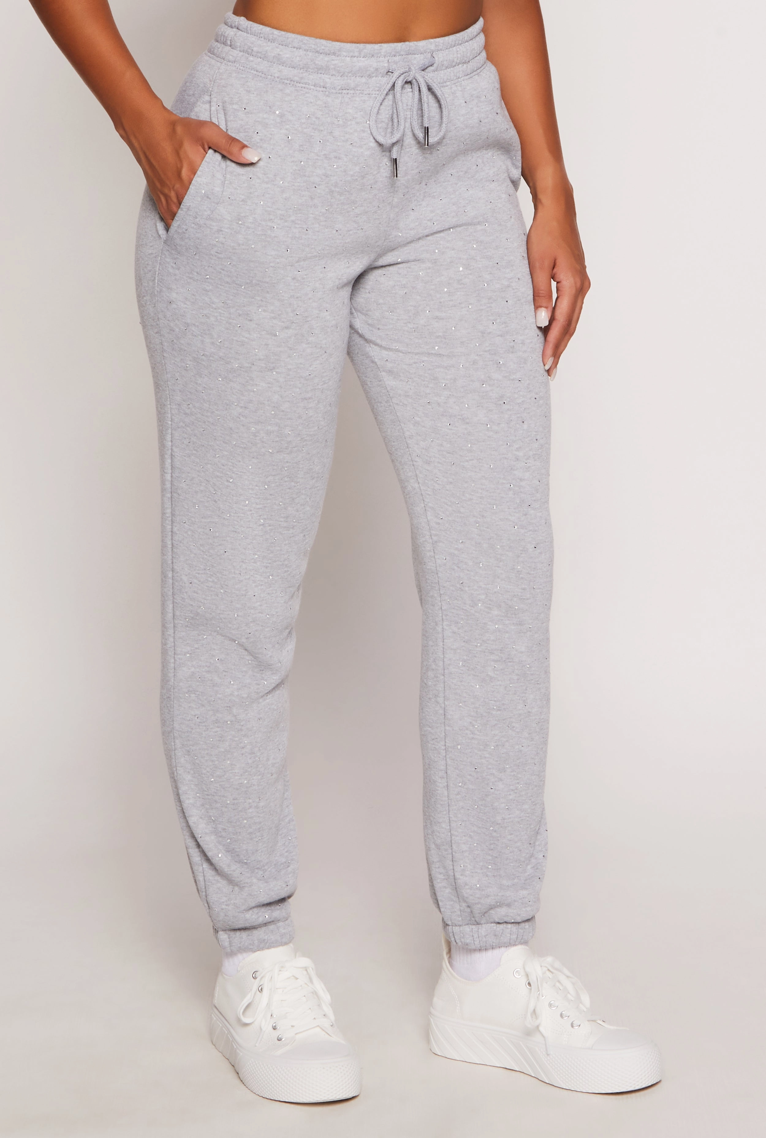 Almost Famous Fleece Rhinestone Sweatpants