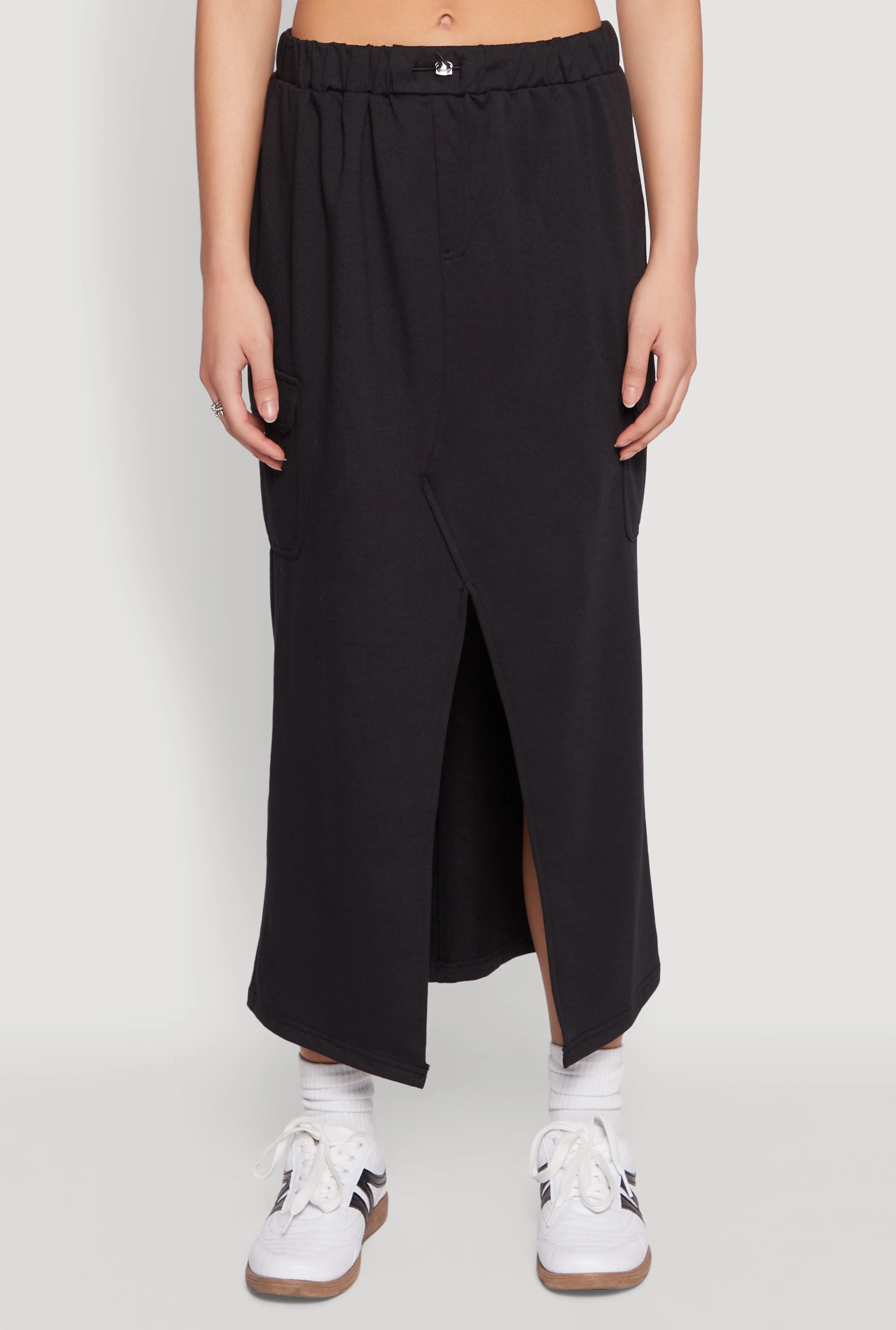 Almost Famous Fleece Slit Front Cargo Skirt