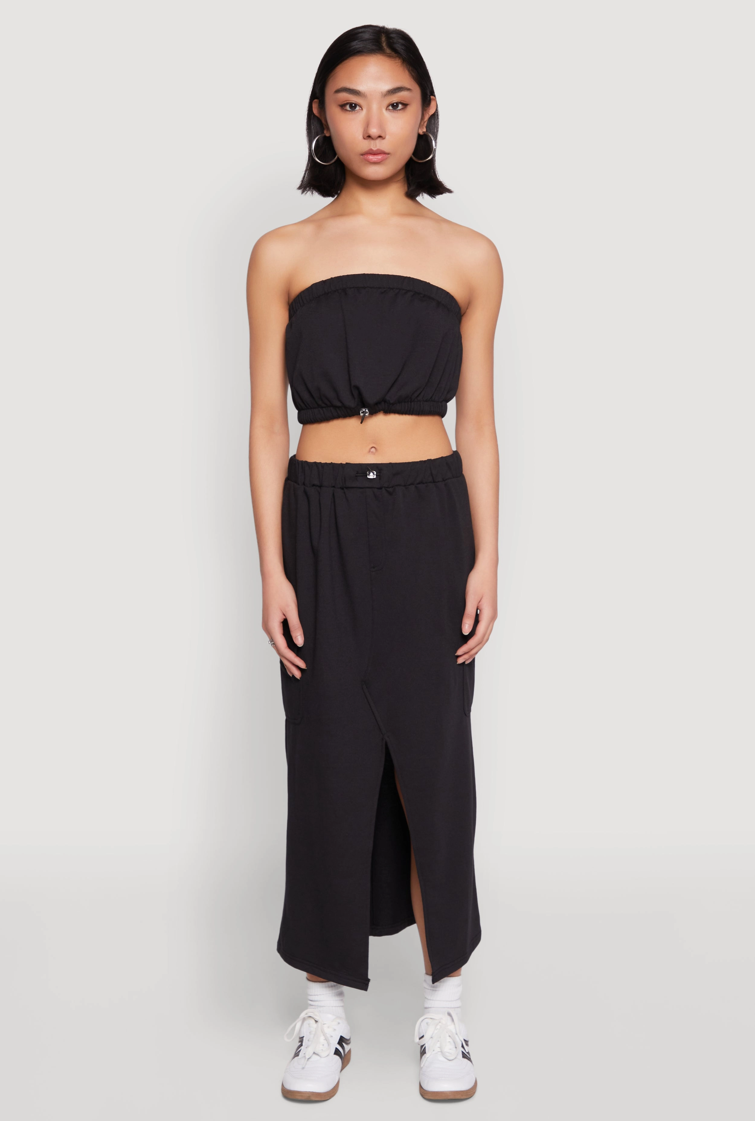 Almost Famous Fleece Slit Front Cargo Skirt