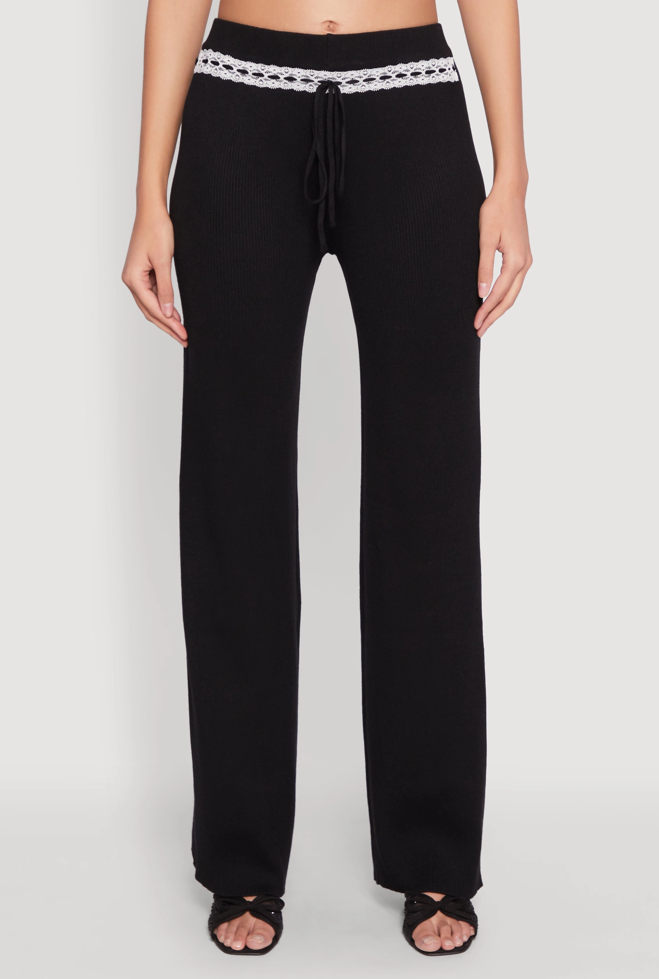 Almost Famous Lace Detail Wide Leg Pants