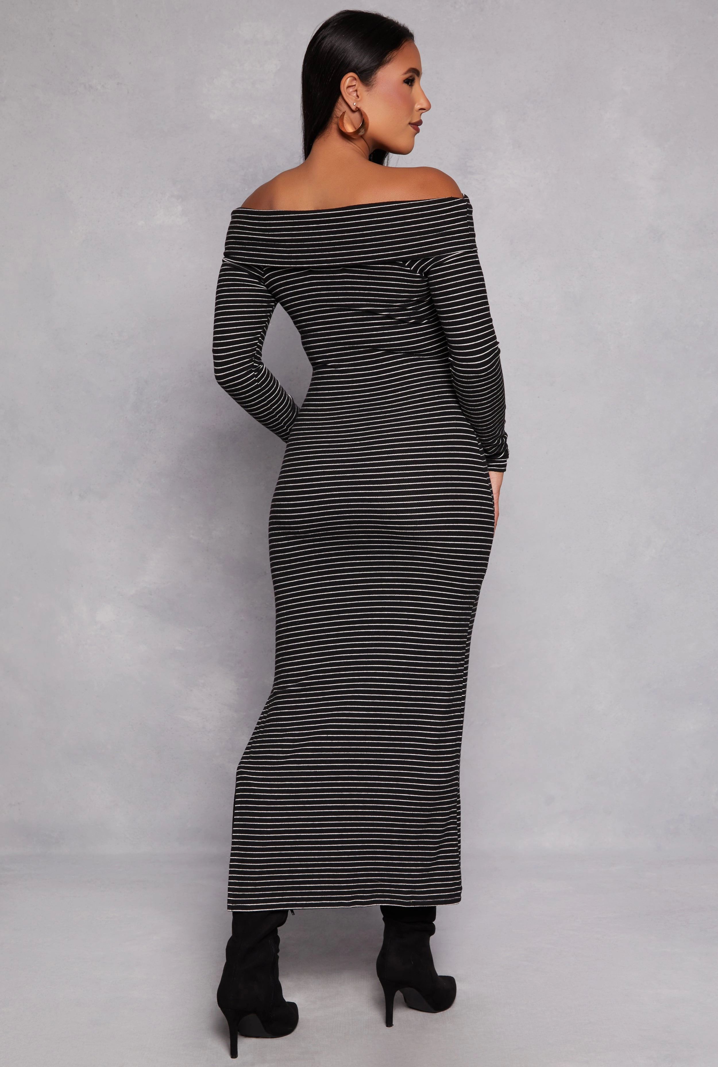 Almost Famous Striped Off the Shoulder Maxi Dress