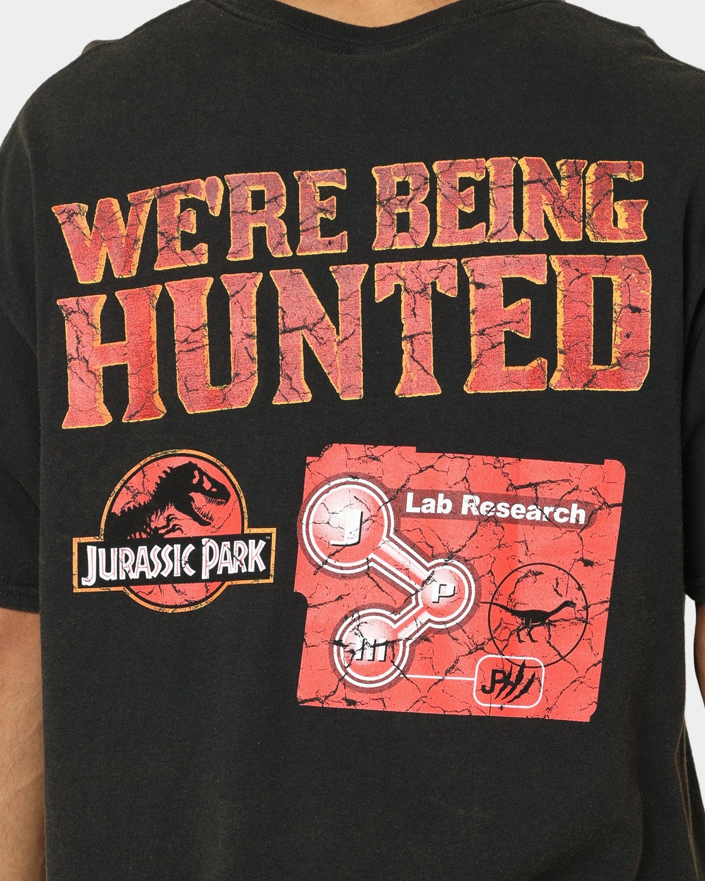 American Thrift X Jurassic Park Mega Mayhem Vintage T-Shirt Black Wash