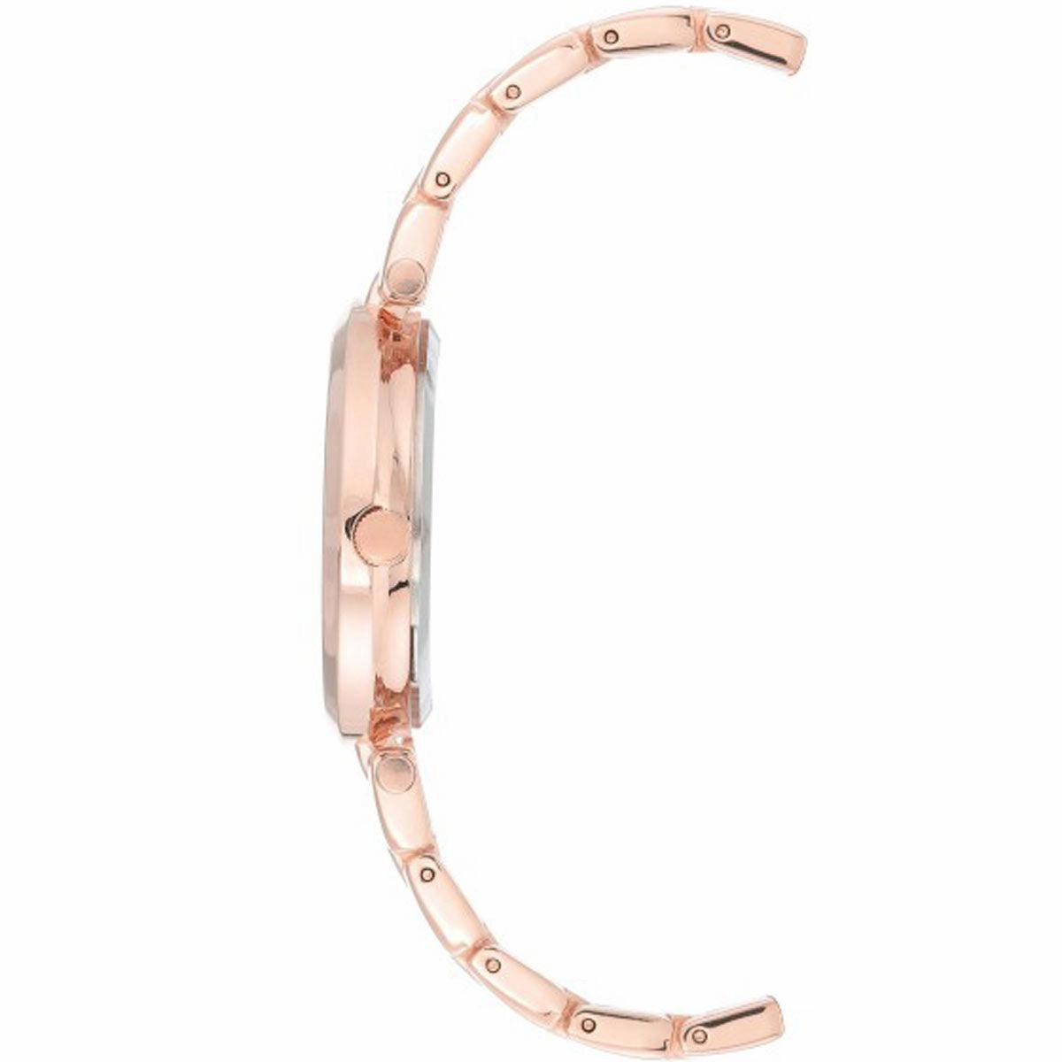 Anne Klein Women's Quartz Watch - Black Dial Rose Gold Tone Bracelet | 3046NVRG