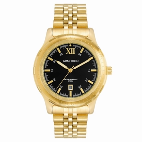 Armitron 20/5540BKGPWM Men's Gold Tone Round Black Dial Dress Watch