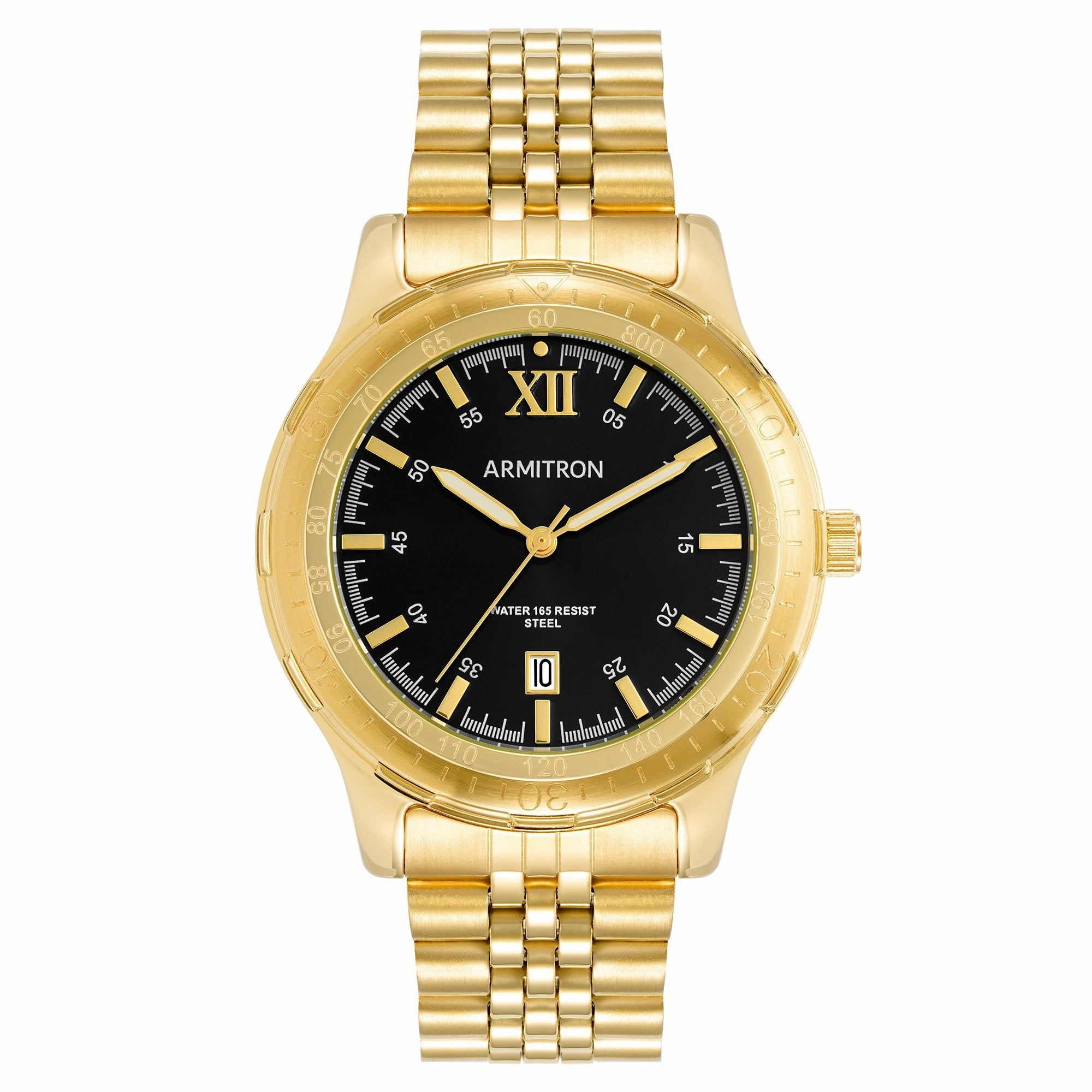 Armitron 20/5540BKGPWM Men's Gold Tone Round Black Dial Dress Watch