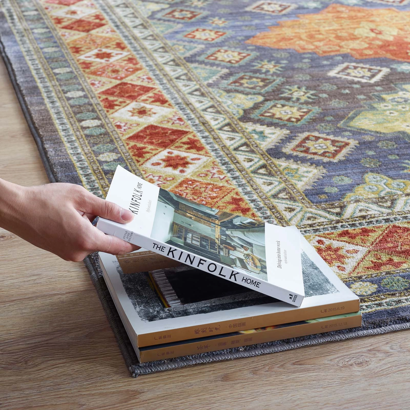 Atzi  Distressed 
Southwestern Diamond Floral Area Rug by Modway