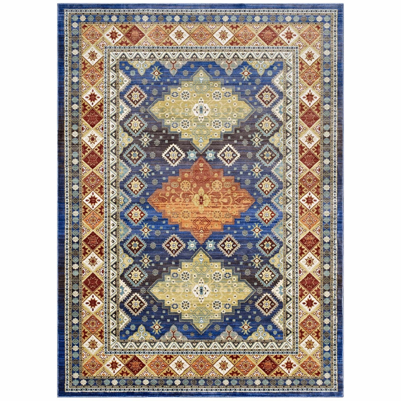Atzi  Distressed 
Southwestern Diamond Floral Area Rug by Modway