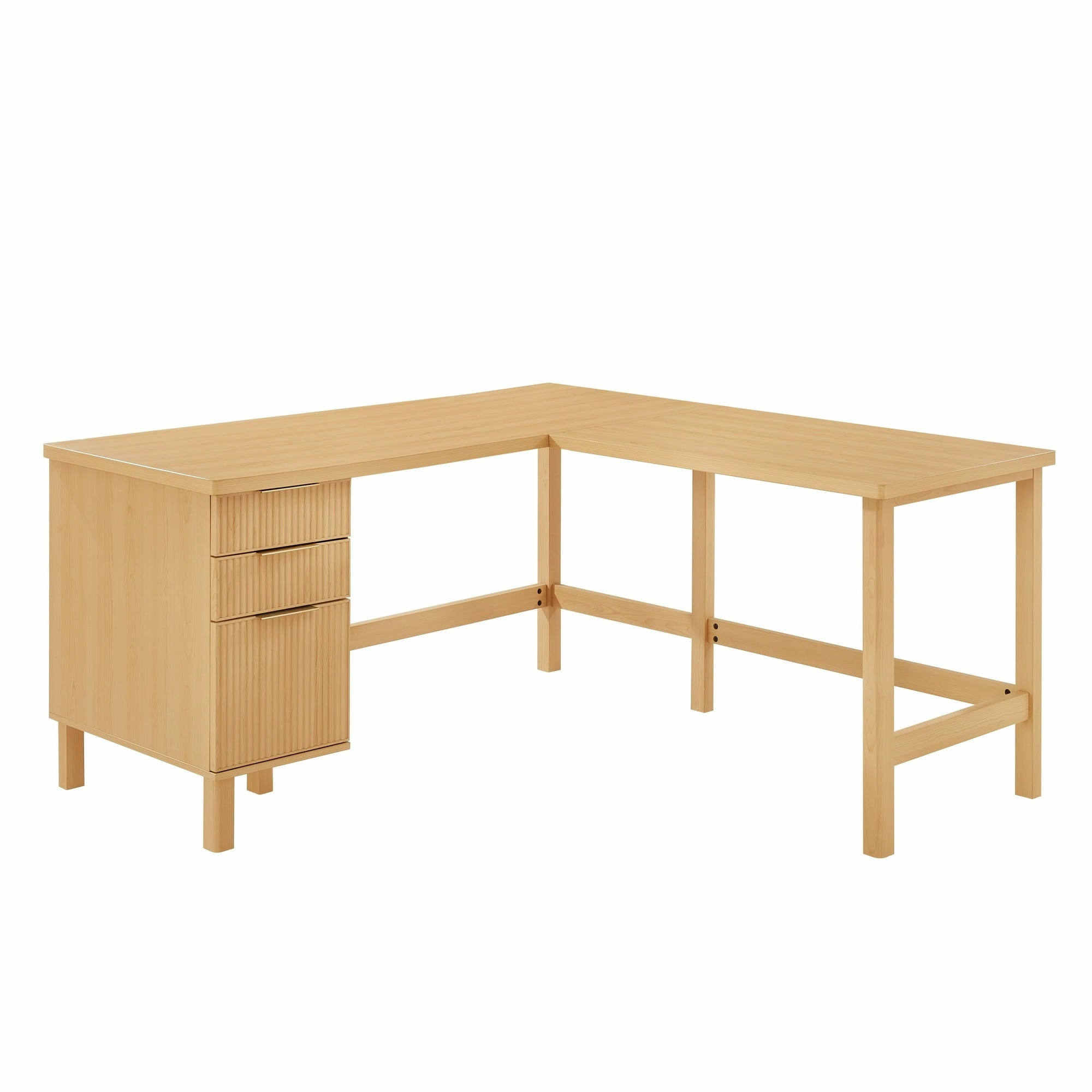 Better Homes & Gardens BHS436249972002 Lillian Fluted L-Shape Desk, Natural Pine Finish
