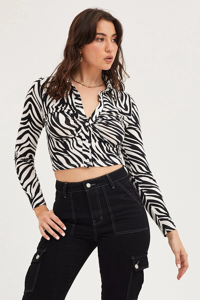 Black Crop Cardigan Long Sleeve