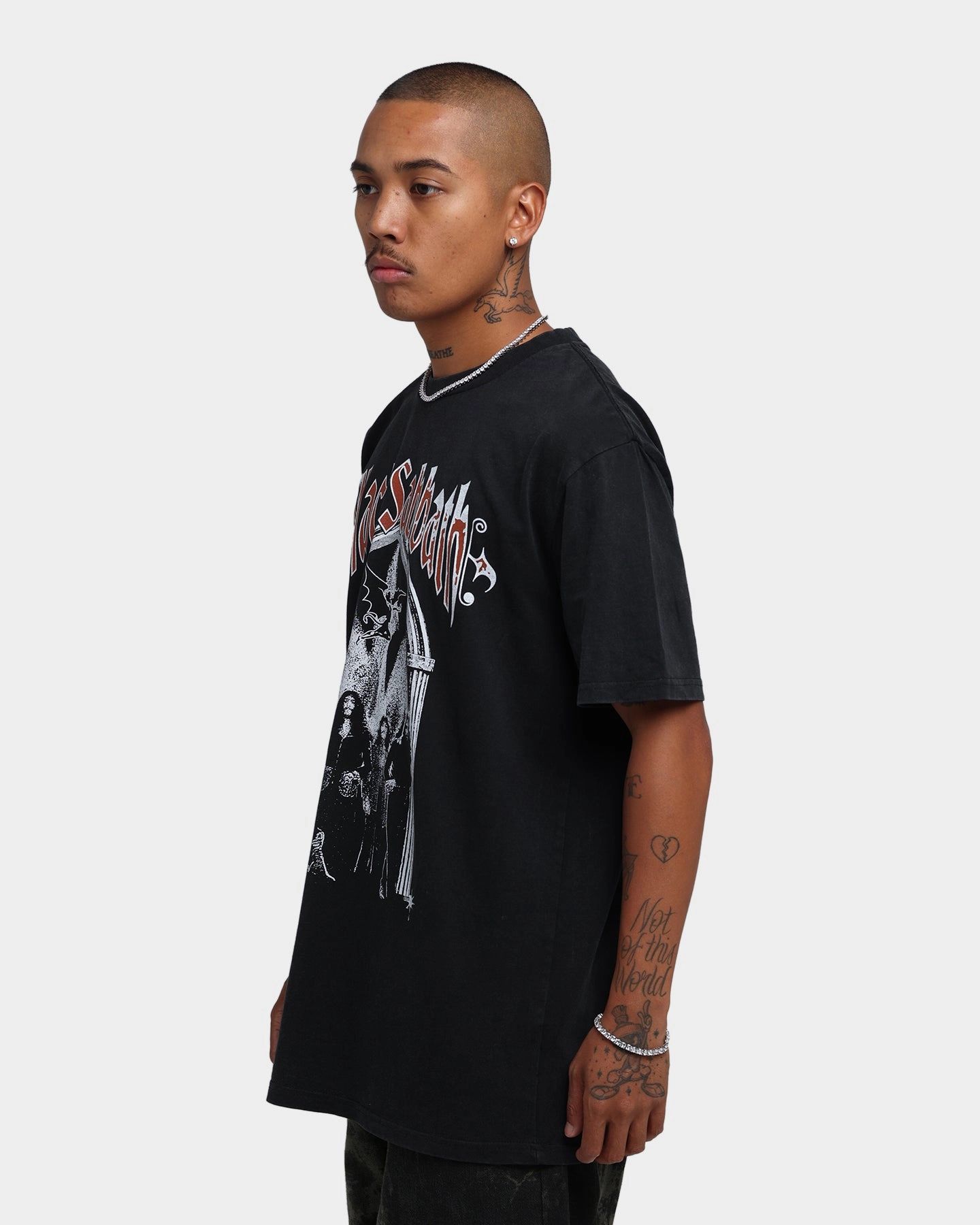 Black Sabbath Band Black And White T-Shirt Black Wash