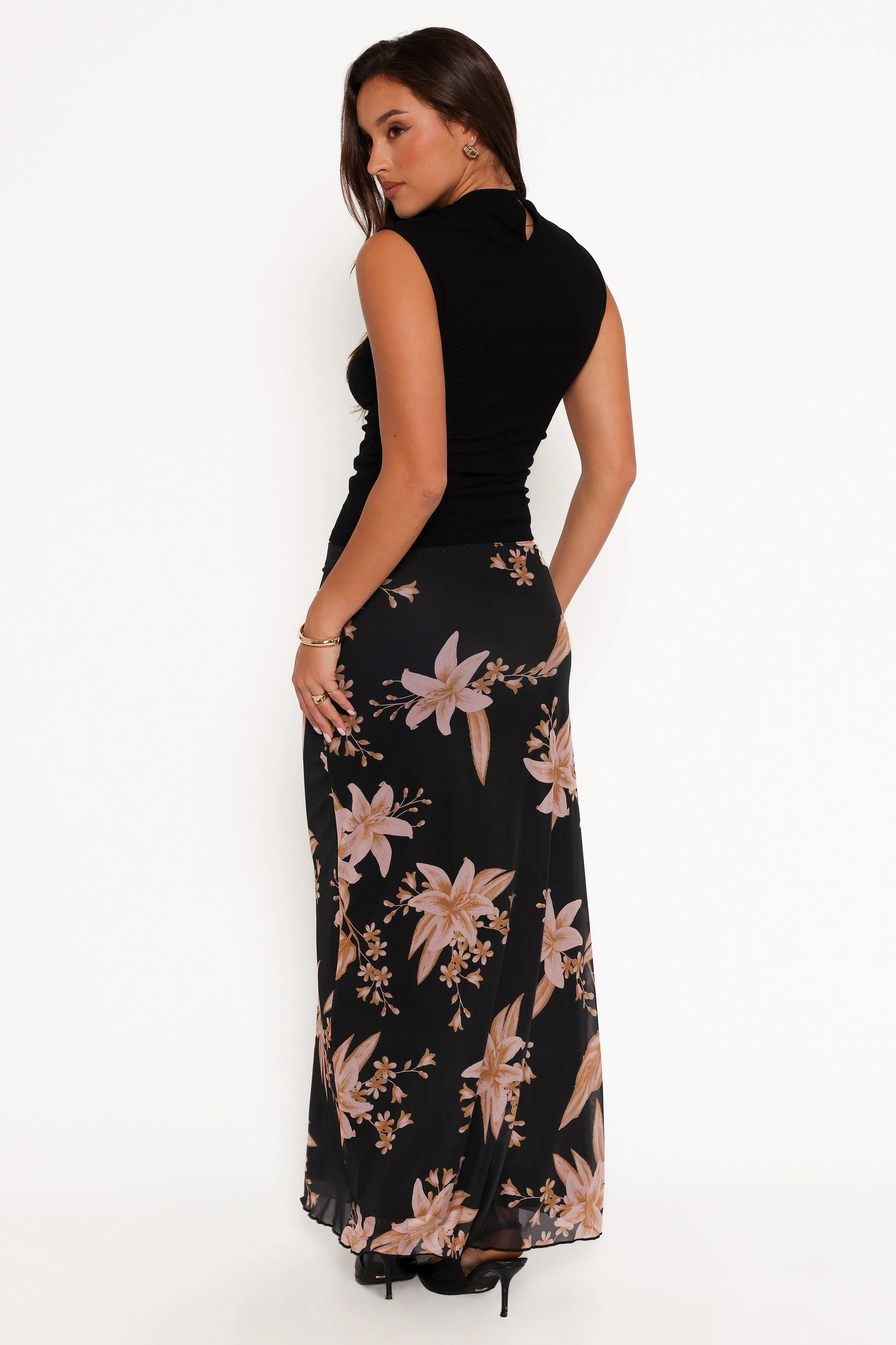 Bloise Maxi Skirt - Black Floral