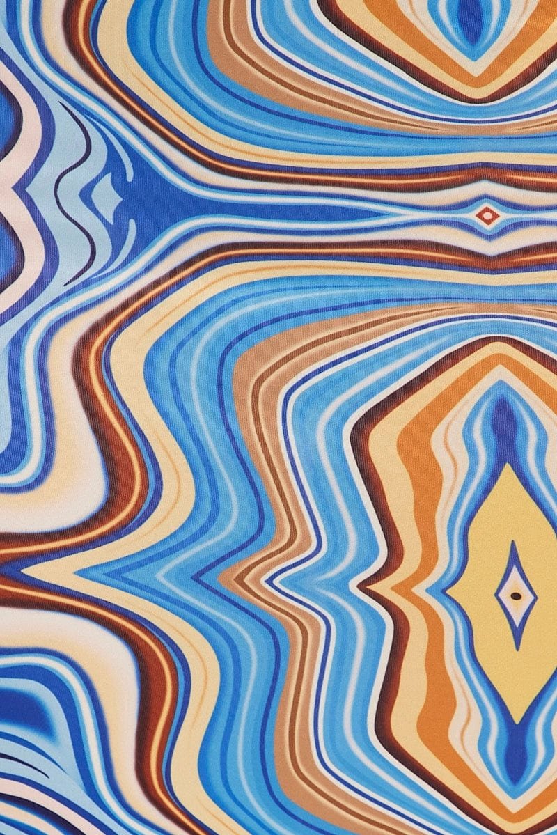 Blue Abstract Abstract Midi Skirt