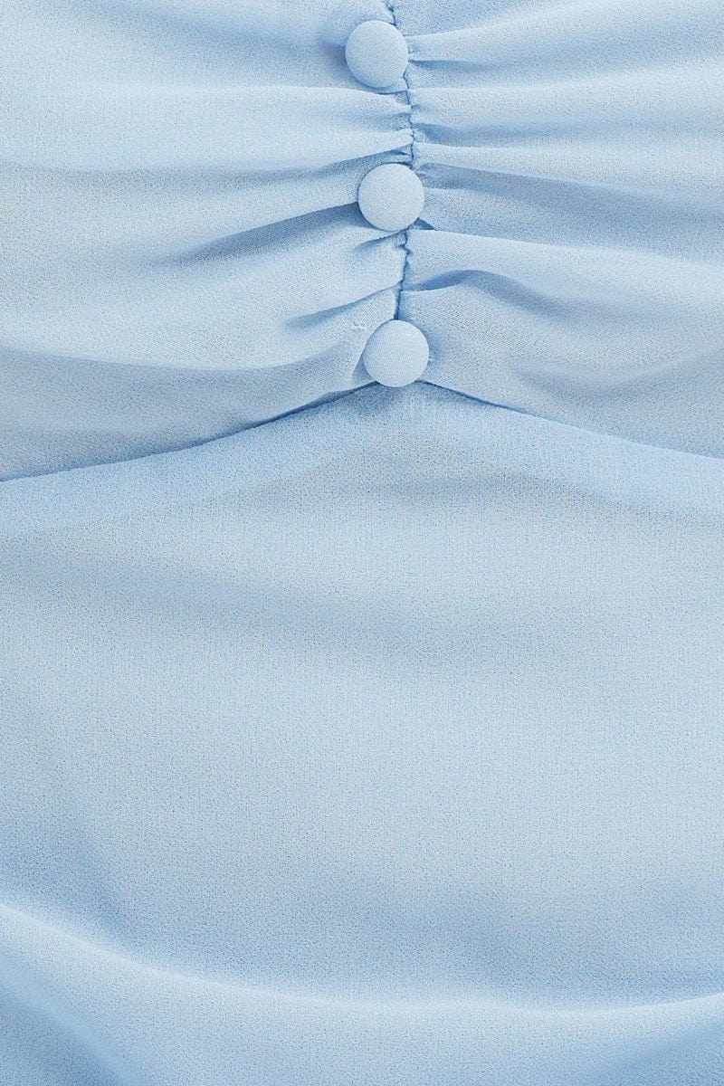 Blue Bodysuit Top Short Sleeve Sweetheart