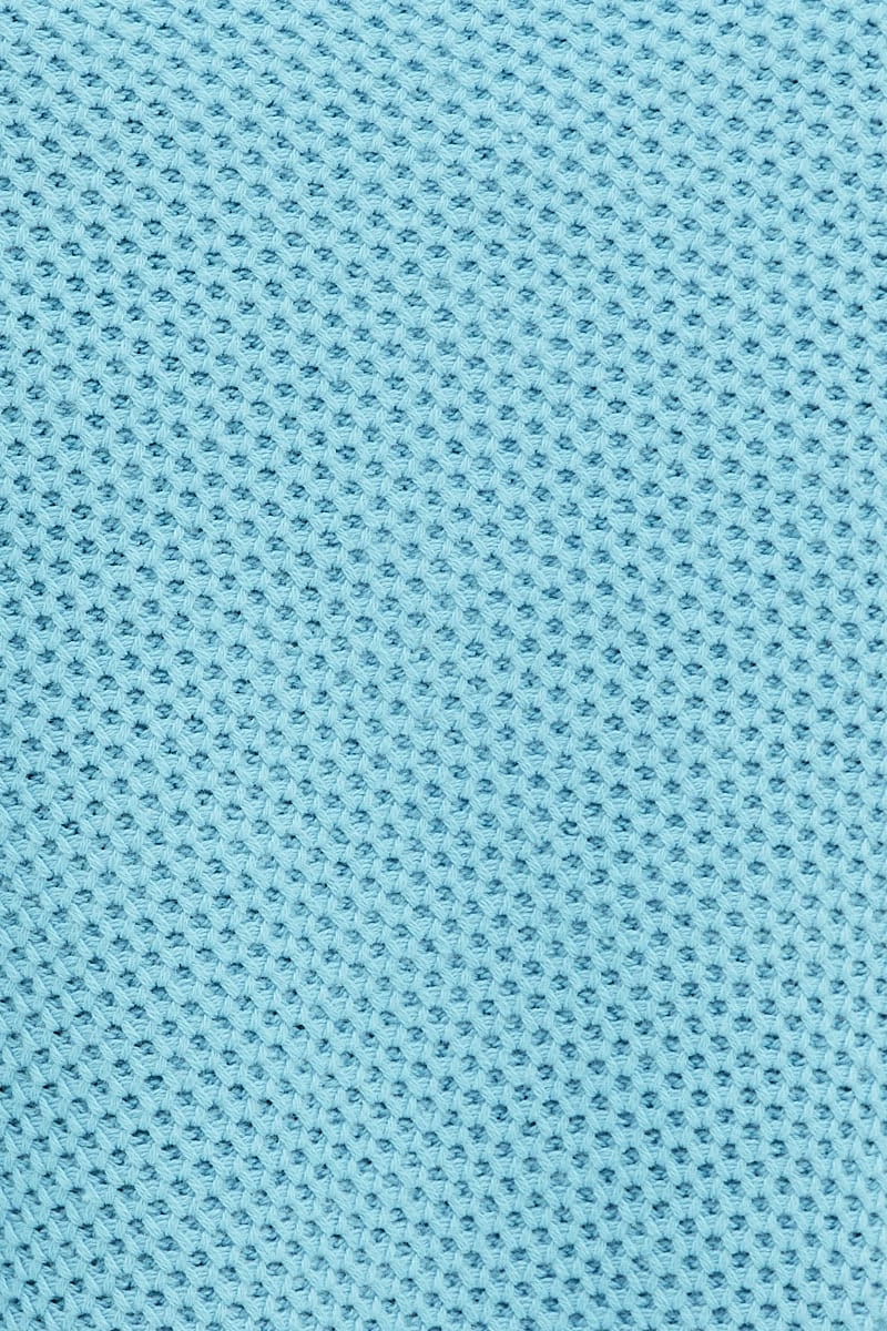 Blue Bolero Long Sleeve V Neck Tie Front Crochet Cotton