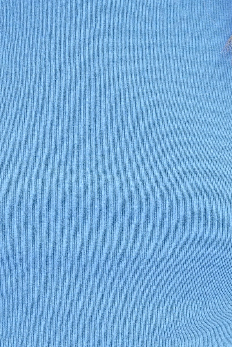 Blue Crop Tank Top Cotton