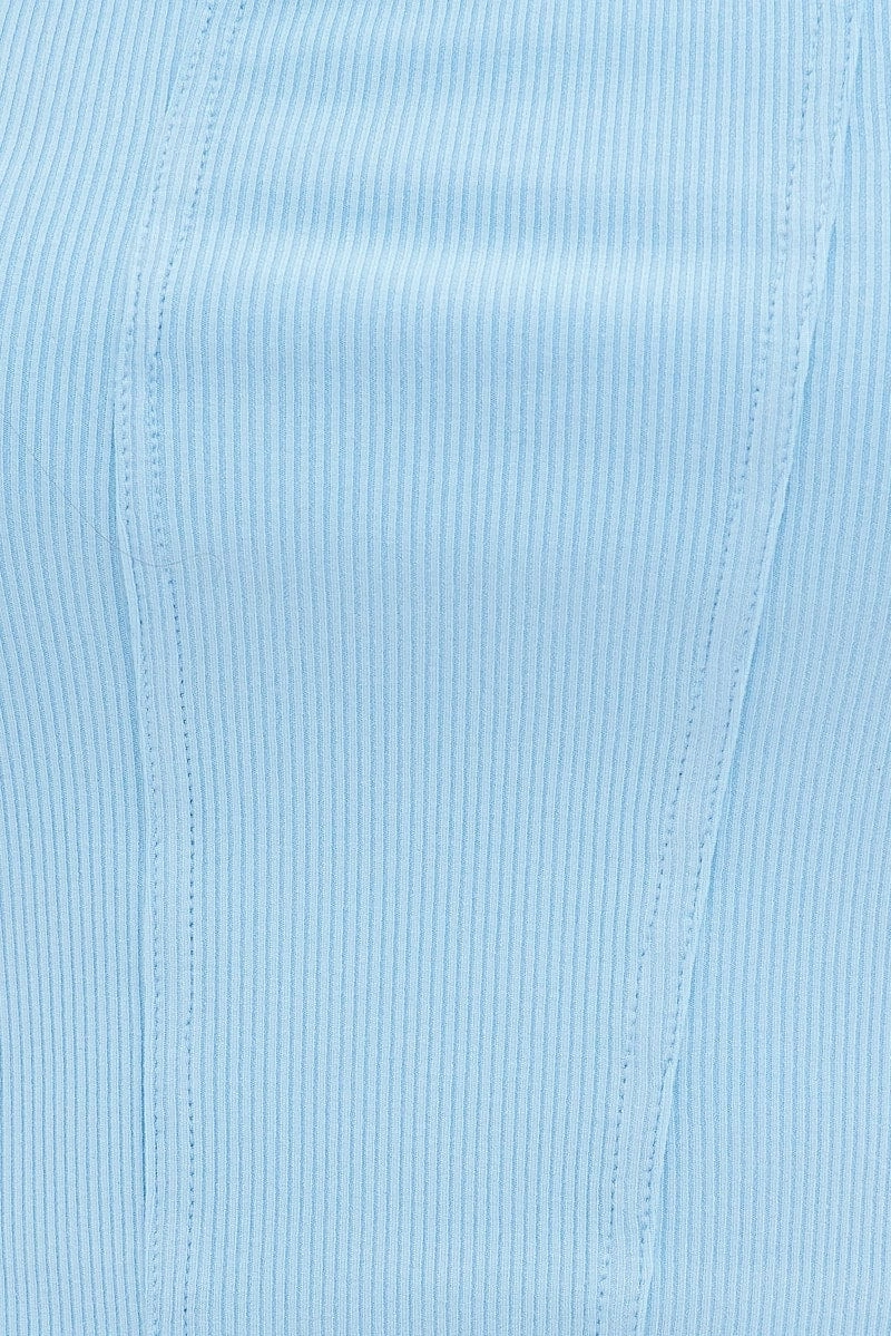 Blue Pinch Scarf Crop Top