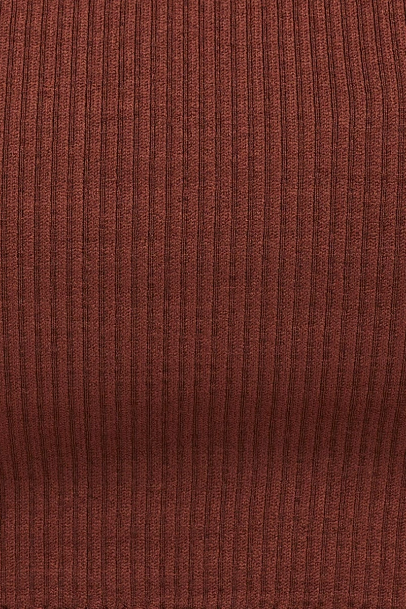 Brown Bralette Crop Round Neck Seamless