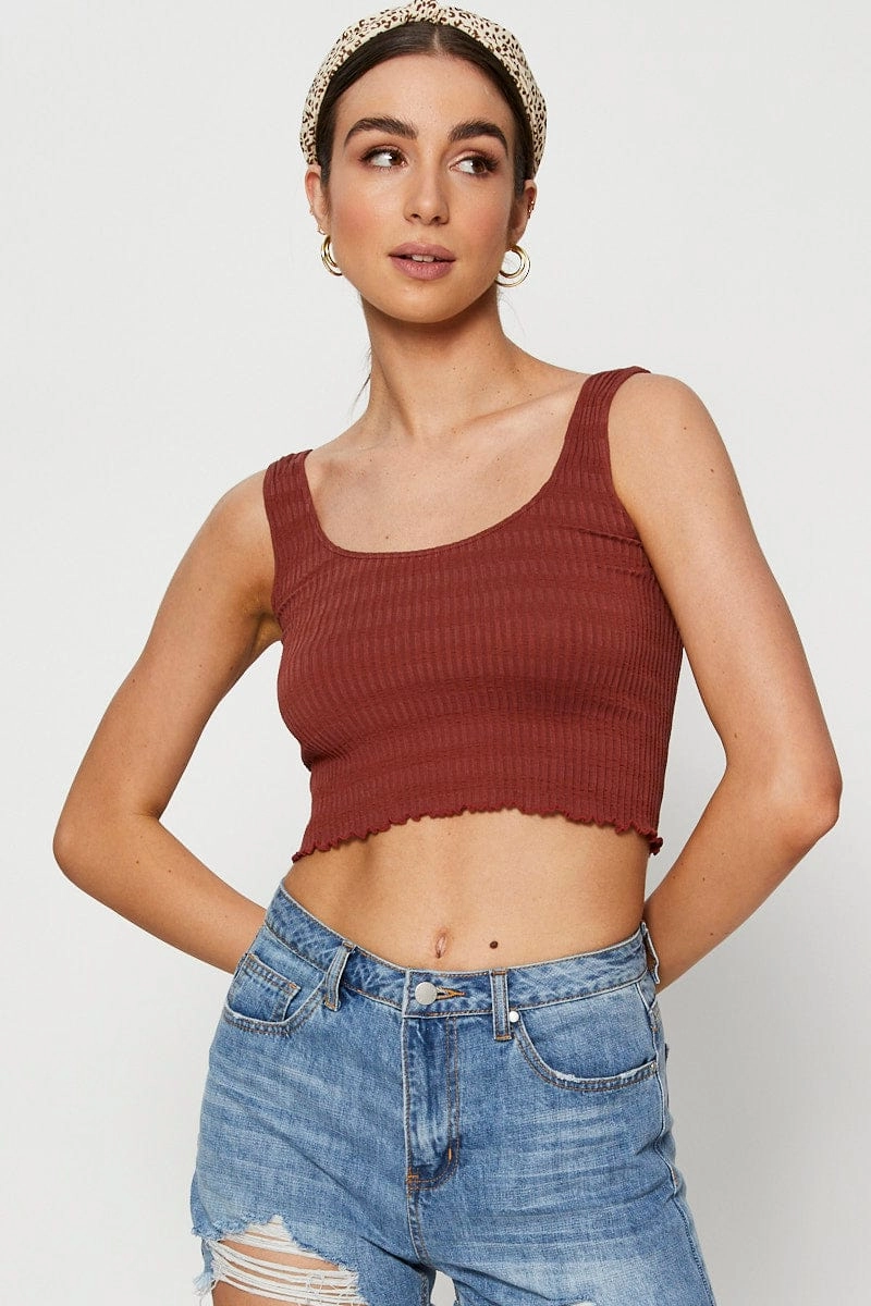 Brown Crop Top Seamless