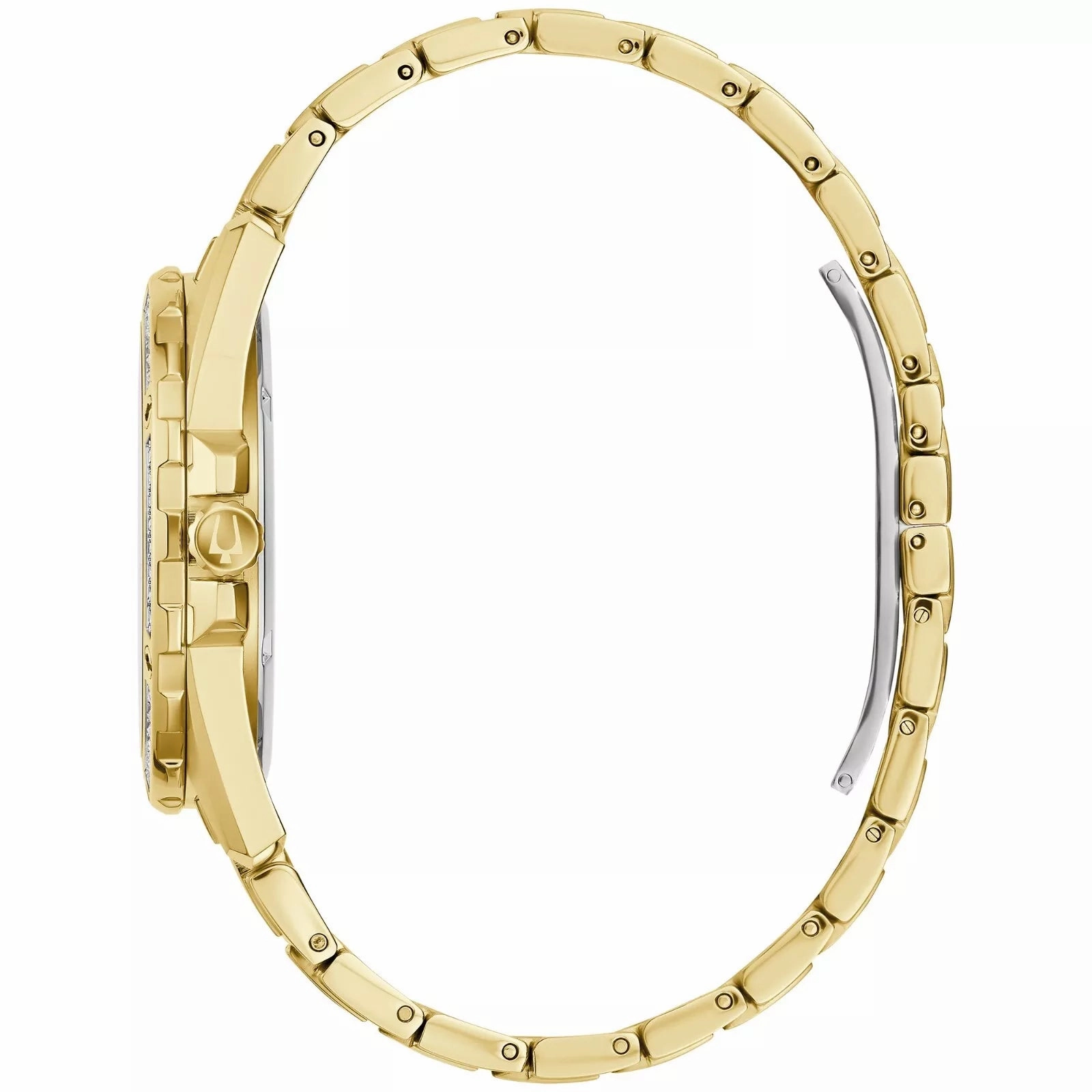 Bulova 98B399 Men's Crystal Quartz Calendar Gold Stainless Steel Watch, 42 MM