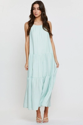 Check A Line Dress Maxi