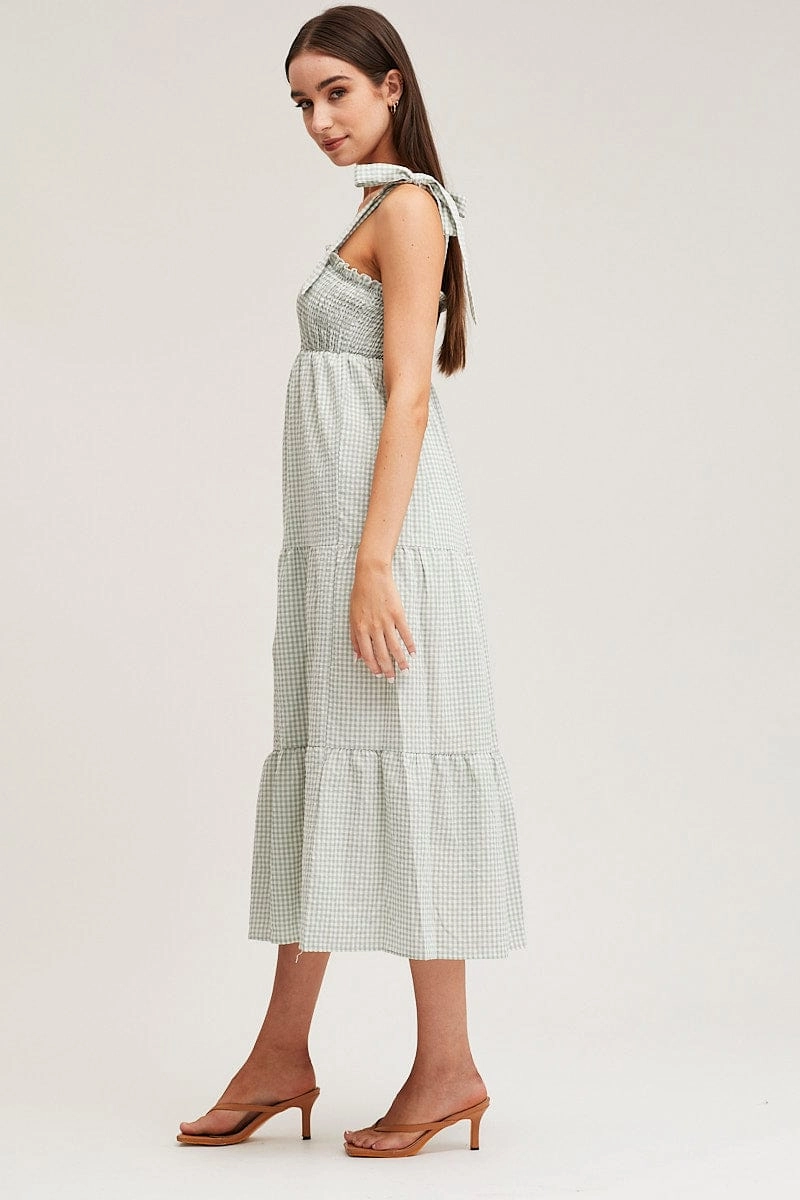 Check Midi Dress Sleeveless