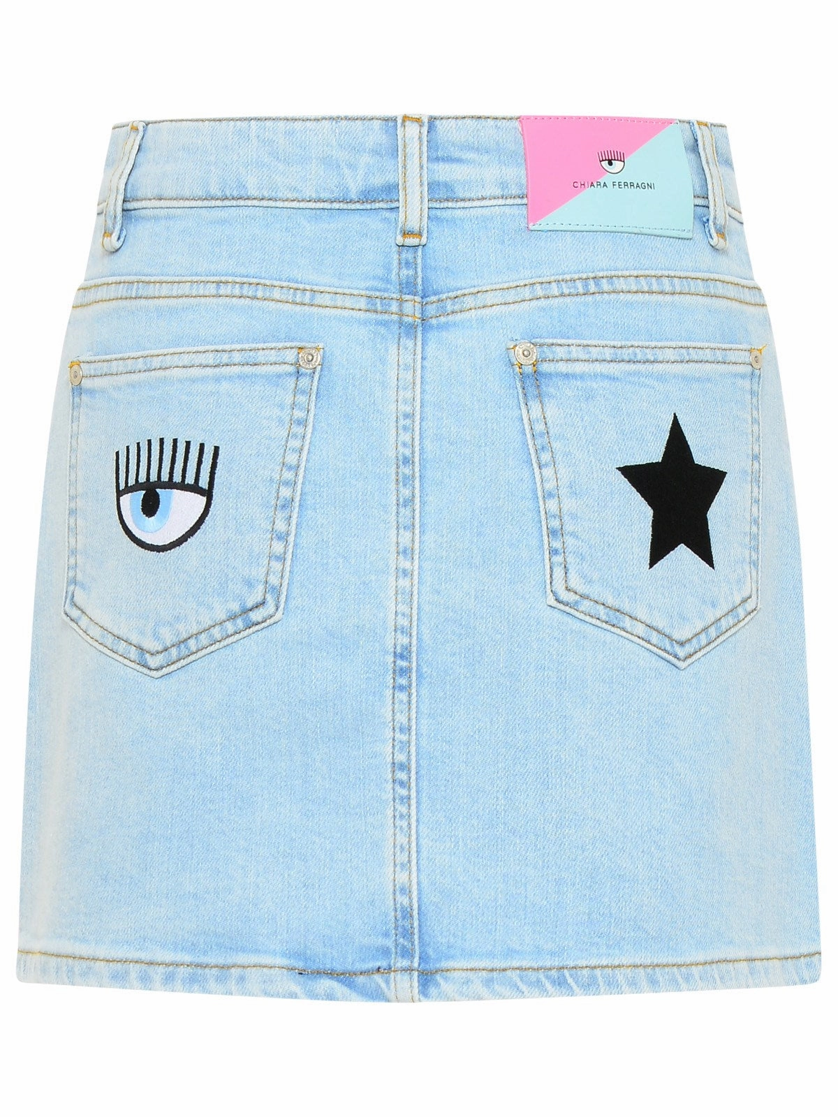 Chiara Ferragni Star Printed Denim Mini Skirt