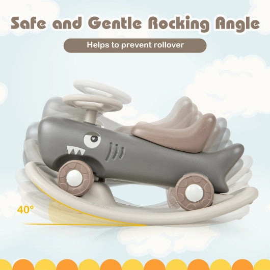 Convertible Rocking Horse and Sliding Car With Detachable Balance Board-Dark Gray