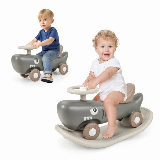 Convertible Rocking Horse and Sliding Car With Detachable Balance Board-Dark Gray