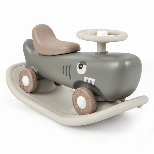 Convertible Rocking Horse and Sliding Car With Detachable Balance Board-Dark Gray