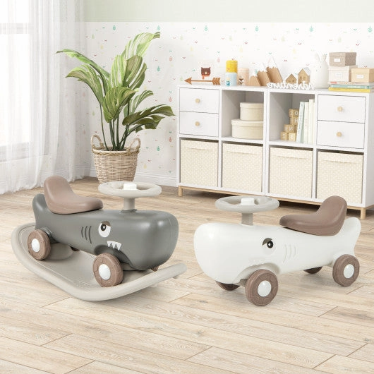 Convertible Rocking Horse and Sliding Car With Detachable Balance Board-White
