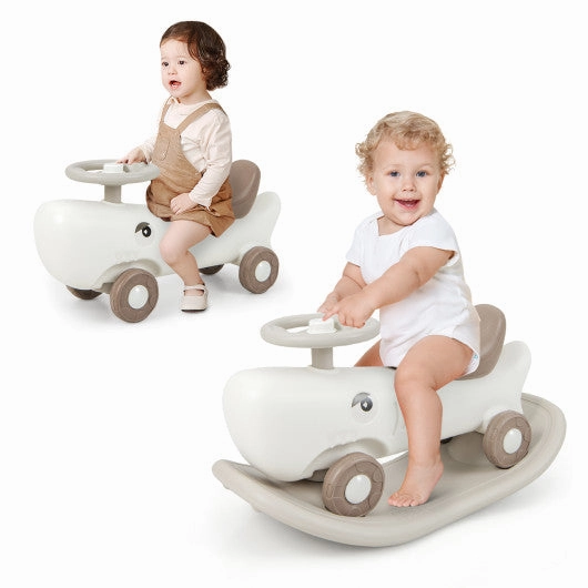 Convertible Rocking Horse and Sliding Car With Detachable Balance Board-White