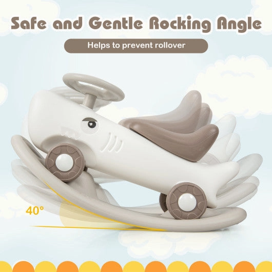 Convertible Rocking Horse and Sliding Car With Detachable Balance Board-White