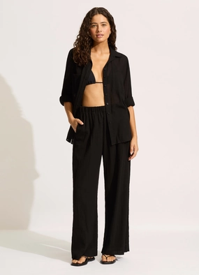 Crinkle Beach Pant - Black
