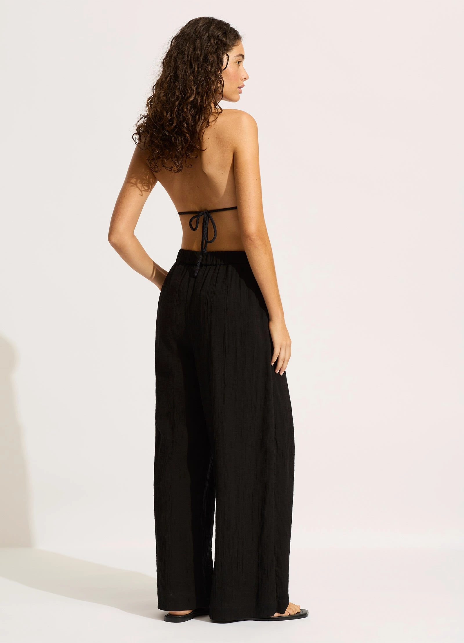 Crinkle Beach Pant - Black