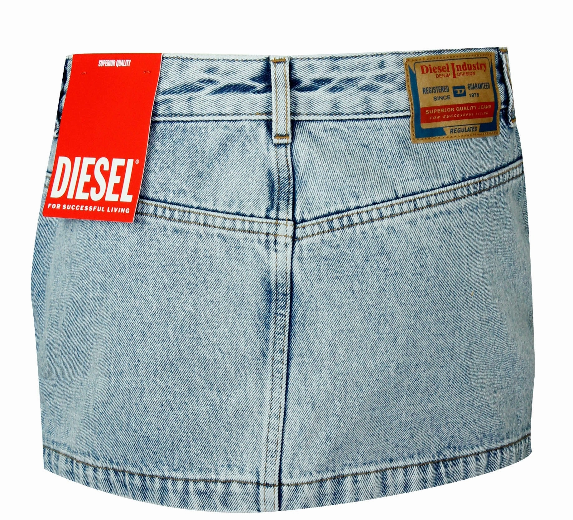 Diesel De-Ron Logo Patch Denim Mini Skirt