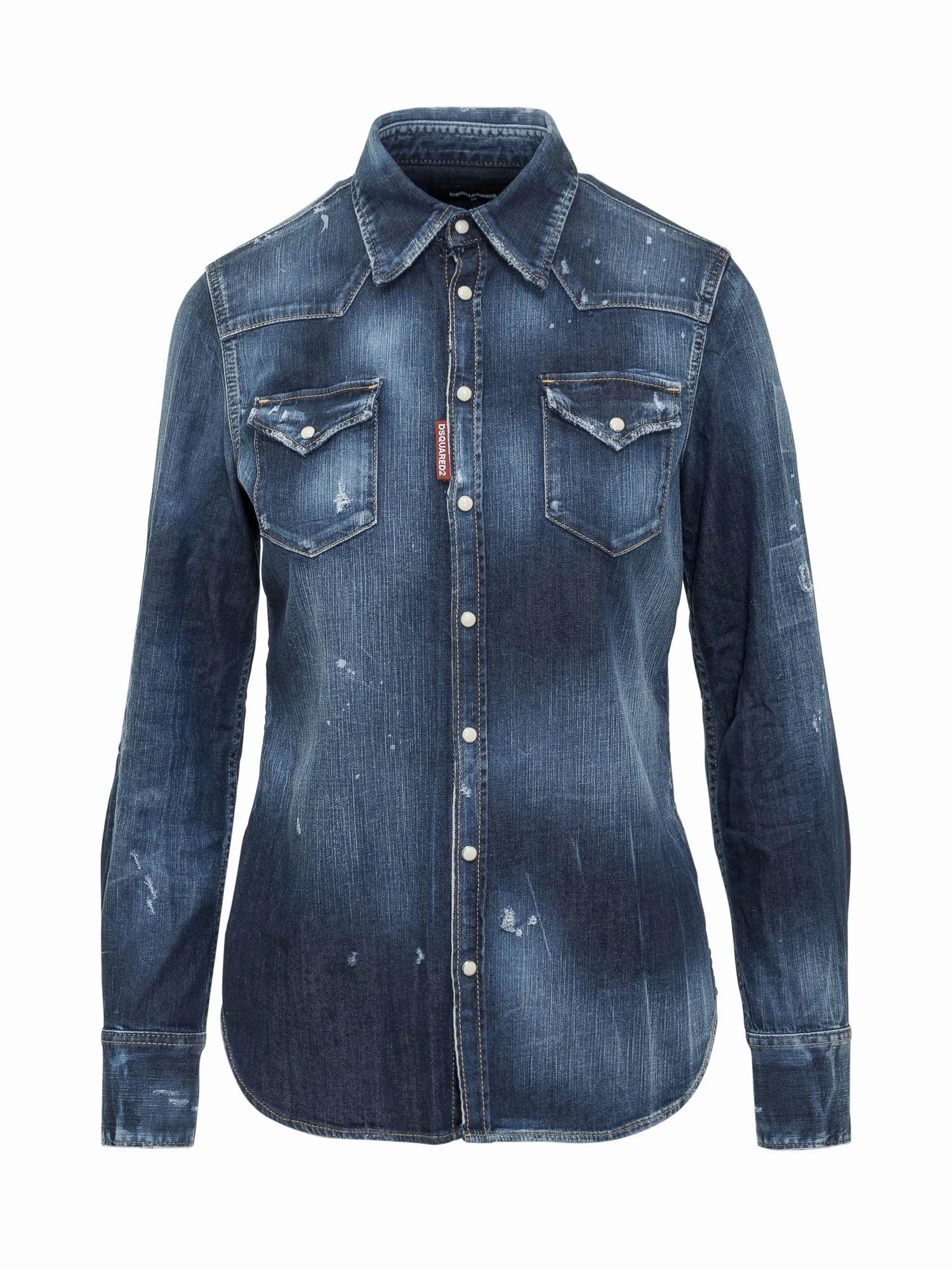 Dsquared2 Logo Distressed Denim Shirt