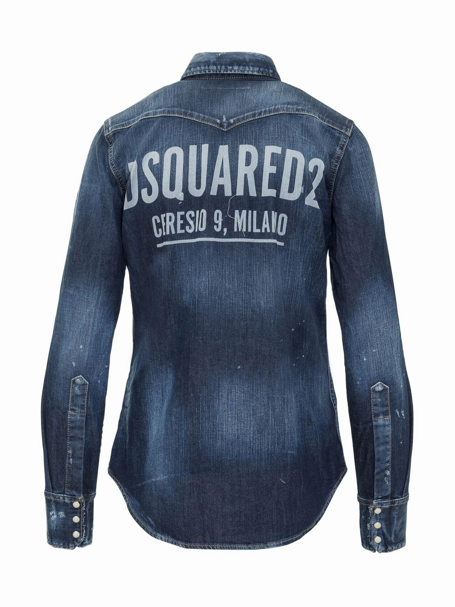 Dsquared2 Logo Distressed Denim Shirt