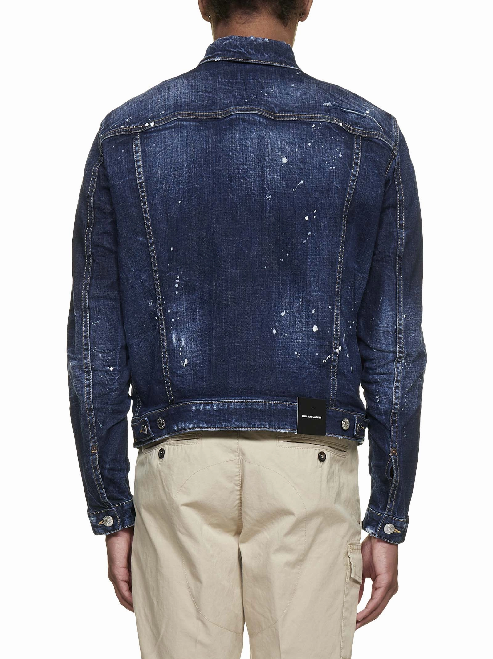Dsquared2 Paint Splattered Buttoned Denim Jacket