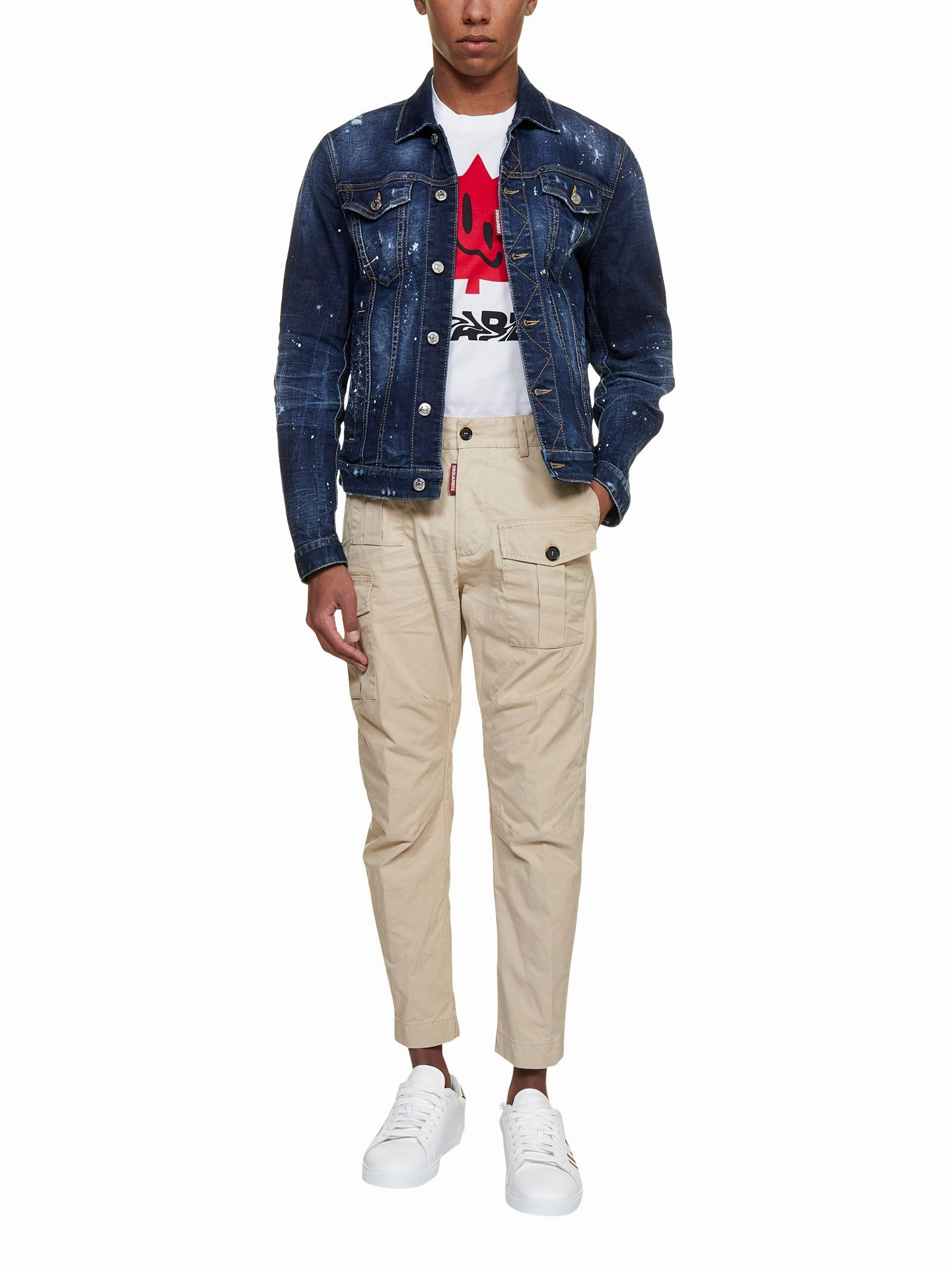 Dsquared2 Paint Splattered Buttoned Denim Jacket