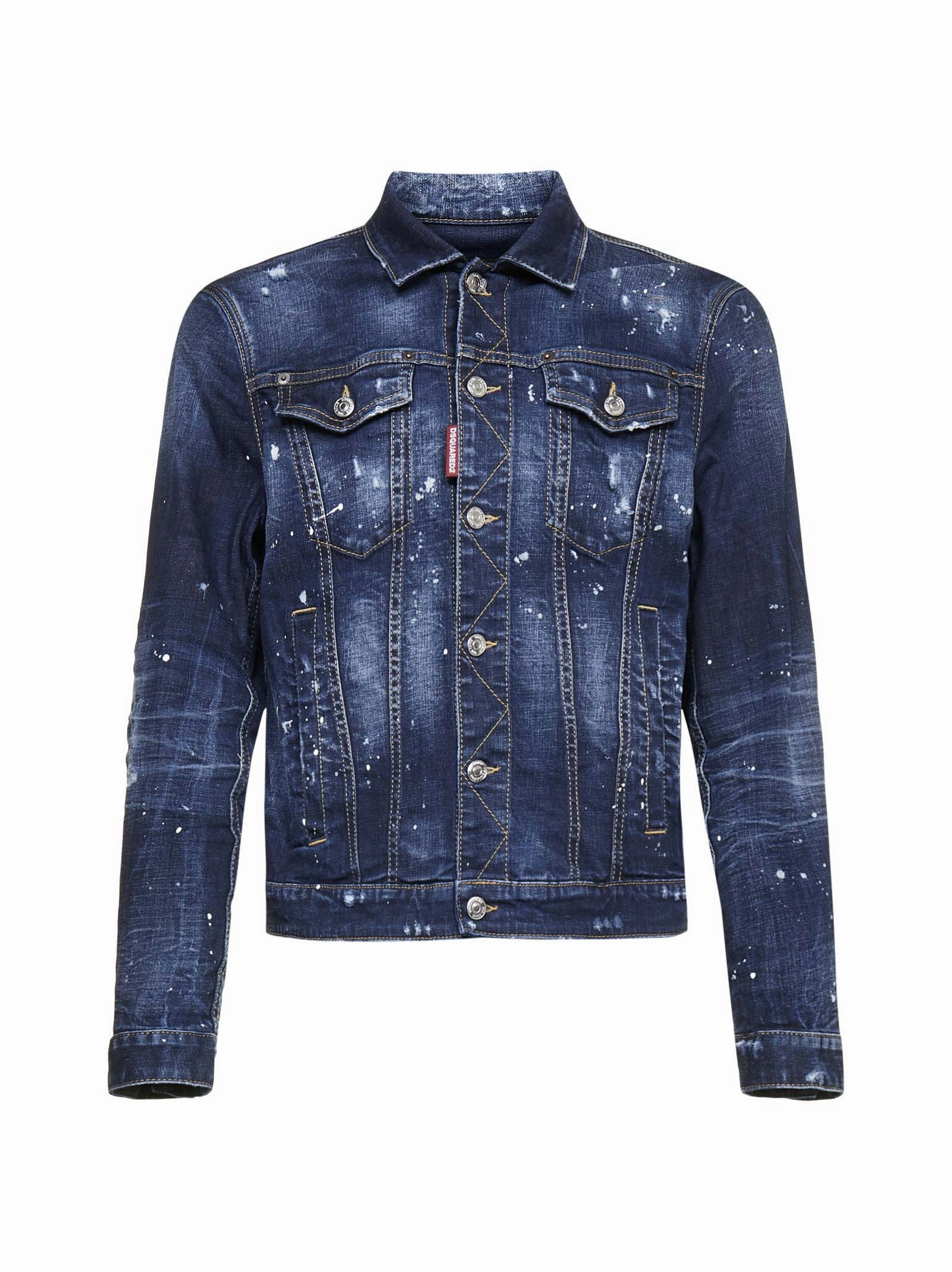 Dsquared2 Paint Splattered Buttoned Denim Jacket