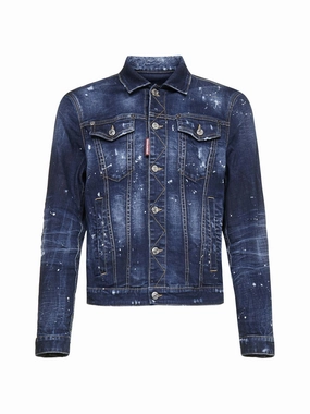Dsquared2 Paint Splattered Buttoned Denim Jacket