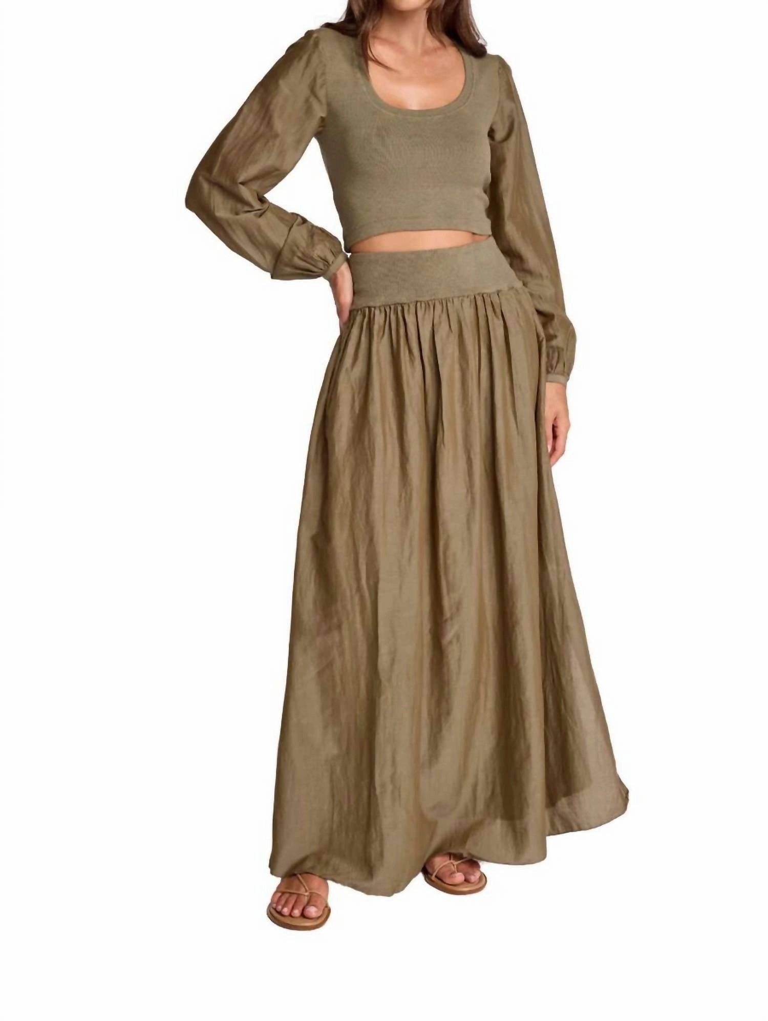 Eliana Scoop Neck Balloon Sleeves Stop In Moss