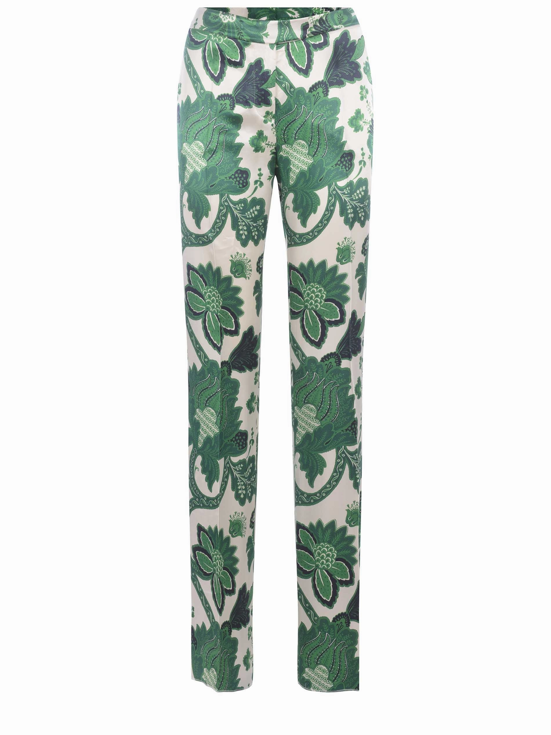 Etro Allover Floral Print Wide Leg Pants